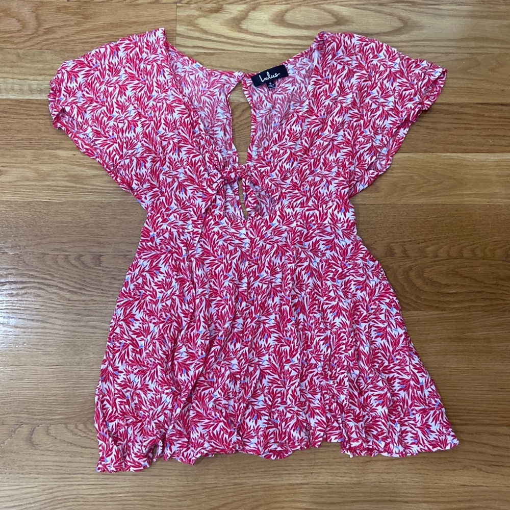 Red and white print romper!